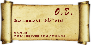 Oszlanszki Dávid névjegykártya